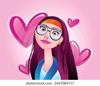 Lovely Girl Vector Illustration Art, Digital Cartoon Character Design