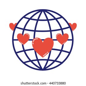 Lovely globe love logo earth planet eco symbol with hearts
