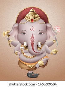 Lovely god Ganesha standing on one leg