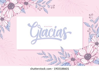 lovely gracias ( thank you ) card gift pink floral background