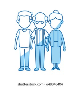 lovely grandparents with young man. family and relationships