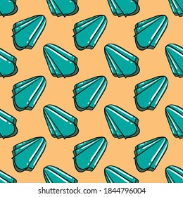 Lovely green towel ,seamless pattern on yellow background.