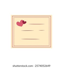 Lovely greeting card design with hears on craft paper isolated on white background. Hand drawn vector illustration in flat style. Love letter, Valentines day invitation, romantic correspondence