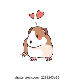 Lovely Guinea Pig with Hearts Icon.