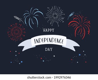 Lovely hand drawn 4th of July banner design, doodle style, hand written, great for invitations, cards, cover images - vector design
