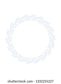 Lovely Hand Drawn Blue Elegant Twigs Isolated on a White Background. Round Shape Vector Branch Frame. Vintage  Style Delicate Blue Sketched Floral Wreath. Illustration Without Text.