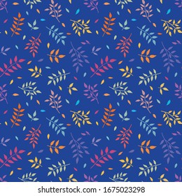 Lovely hand drawn branches seamless background, doodle leaves background, great for textiles, banners, wallpapers - vector design
