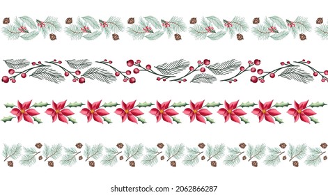 Lovely hand drawn christmas garland with branches and decoration, great for banners, wallpapers, cards - vector design