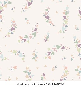 Lovely hand drawn doodle hearts seamless pattern, pastel colored hand drawn background, great for Valentine's or Mother's Day, textiles, banners, wrapping, wallpapers - vector design