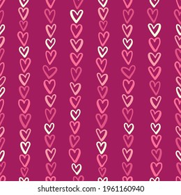 Lovely hand drawn doodle hearts background, cute romantic seamless pattern, great for textile, banners, wallpapers, wrapping - vector design