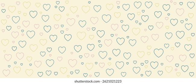 Lovely hand drawn doodle hearts seamless pattern. Pastel colored hand drawn background, great for Valentine's or Mother's Day, textiles, banners, wrapping, wallpapers - vector design