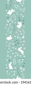 Lovely hand drawn easter bunnies seamless pattern, cute rabbits, springs flowers and easter eggs - great for textiles, banners, wallpapers, wrapping, cards - vector design