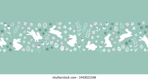 Agradable diseño de Pascua a mano con conejillos, huevos y flores, adorables elementos de doodle, estupendos para tarjetas, invitaciones, pancartas, papel de pared - diseño vectorial