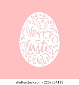 Lovely hand drawn easter designs with text  "Happy Easter" cute hand drawn bunnies, eggs and decoration - vector design 