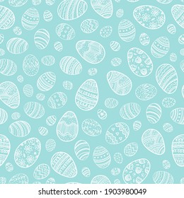 Lovely hand drawn Easter seamless pattern, cute decorated eggs, great for textiles, banners, wrappers, wallpapers - vector design