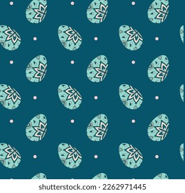 Lovely hand drawn Easter seamless pattern, cute doodle eggs, great for textiles, banners, wallpaper, wrapping - vector design