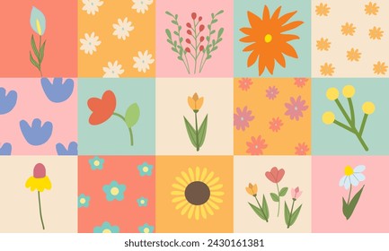 Lovely hand drawn Easter seamless pattern, doodle bunnies, eggs and flowers, great for banners, wallpapers, wrapping, textiles - vector design ,flat illustration isolate on white.