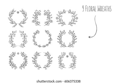 Lovely hand drawn floral elements