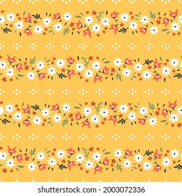 Lovely hand drawn floral seamless pattern, cute doodle flowers and dotted lines, great for textiles, wrapping, banners, cloth, surface - vector design
