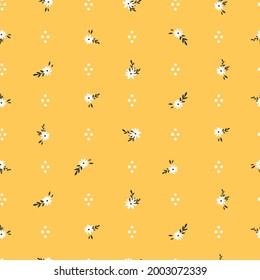 Bonito patrón floral sin costuras dibujado a mano, lindas flores de doodle y líneas punteadas, genial para textiles, envoltura, pancartas, tela, diseño superficial - vector
