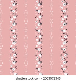 Lovely hand drawn floral seamless pattern, cute doodle flowers and dotted lines, great for textiles, wrapping, banners, cloth, surface - vector design
