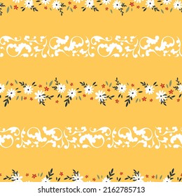 Lovely hand drawn floral seamless pattern, cute doodle flowers and swirls, great for textiles, wrapping, banners, cloth, surface - vector design