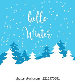 Lovely hand drawn hello winter composition