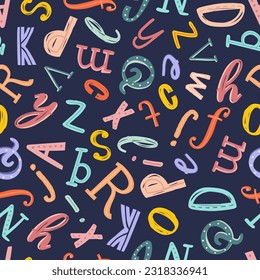 Lovely hand drawn letters, doodle alphabet, school background, great for banners, wallpapers, wrapping - vector design