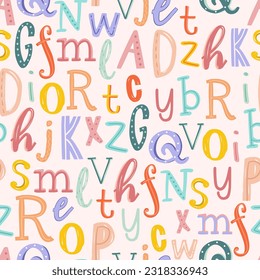 Lovely hand drawn letters, doodle alphabet, school background, great for banners, wallpapers, wrapping - vector design