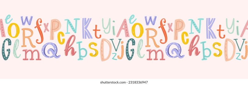 Lovely hand drawn letters, doodle alphabet, school background, great for banners, wallpapers, wrapping - vector design