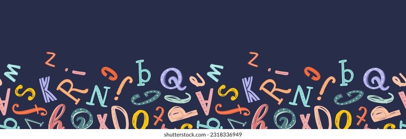 Lovely hand drawn letters, doodle alphabet, school background, great for banners, wallpapers, wrapping - vector design