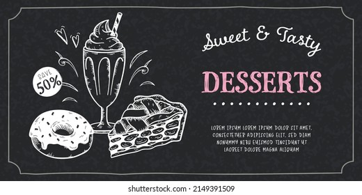 Bonita carta de menú a mano, deliciosa comida, estupenda para menús, publicidad, pancartas, fondos de pantalla - diseño vectorial
