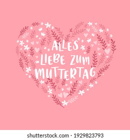 Lovely hand drawn Mother's Day design, quote in german language "Happy Mother's Day", cute type and decoration, great for banners, wallpapers, cards, invitations - vector design