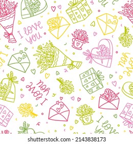 Lovely hand drawn Mother's day seamless pattern, cute hand drawn background, great for textiles, banners, wallpapers, wrapping - vector design