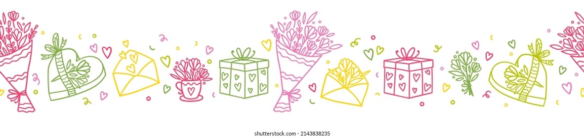 Lovely hand drawn Mother's day seamless pattern, cute hand drawn background, great for textiles, banners, wallpapers, wrapping - vector design