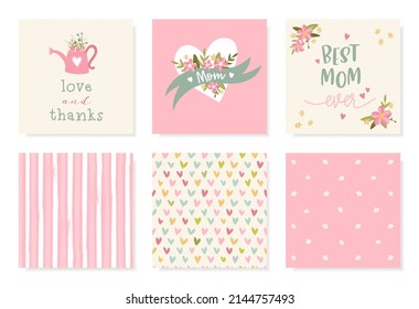 Lovely hand drawn Mother's Day designs, cute flowers and handwriting, great for cards, invitations, gifts, banners - vector design