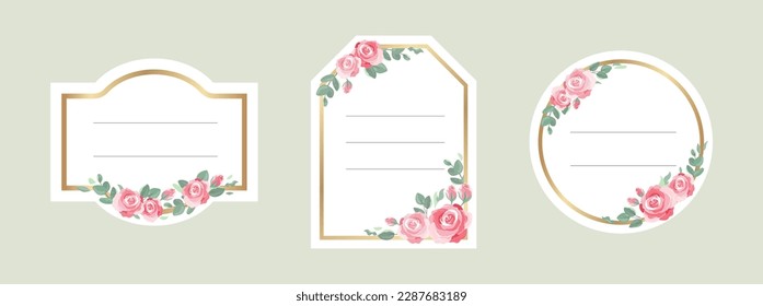 Lovely hand drawn Mother's Day labels with roses - great for print products, cards, wallpapers, banners - vector design