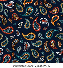 Lovely hand drawn Paisley seamless pattern, abstract background, great for textiles, banners, wallpapers - vector design