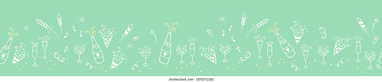 Lovely hand drawn party seamless pattern, great for New Year's Eve, banner, textiles, banner, wallpaper, wrapping - vector design