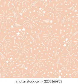 Lovely hand drawn party seamless pattern, great for New Year's Eve, banner, textiles, banner, wallpaper, wrapping - vector design 