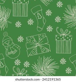 Lovely hand drawn party seamless pattern, great for New Year's Eve, banner, textiles, banner, wallpaper, wrapping - vector design