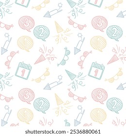 Lovely hand drawn party seamless pattern, great for New Year's Eve, textiles, banner, wallpaper, wrapping - vector design