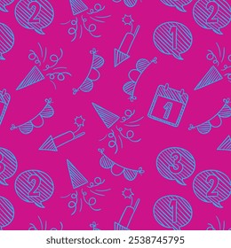 Lovely hand drawn party seamless pattern, great for New Year's Eve, textiles, banner, wallpaper, wrapping - vector design