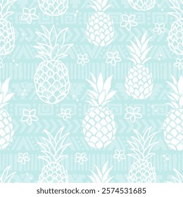 Lovely hand drawn pineapples, summer background, tropical design, great for textiles, wallpapers, packaging - vector