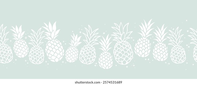 Lovely hand drawn pineapples, summer background, tropical design, great for textiles, wallpapers, packaging - vector