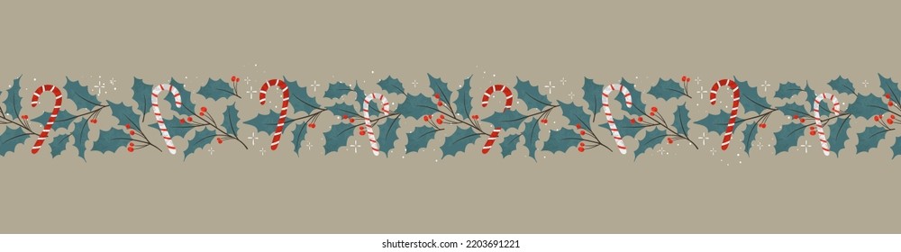 Lovely hand drawn seamless christmas pattern with branches and decoration, great for banners, wallpapers, cards - vector design 