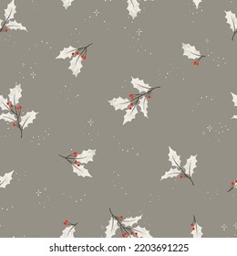 Lovely hand drawn seamless christmas pattern with branches and decoration, great for banners, wallpapers, cards - vector design 