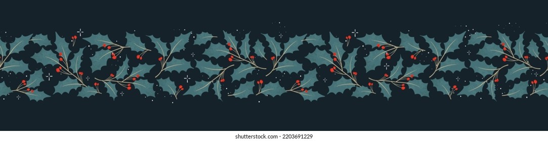 Lovely hand drawn seamless christmas pattern with branches and decoration, great for banners, wallpapers, cards - vector design 