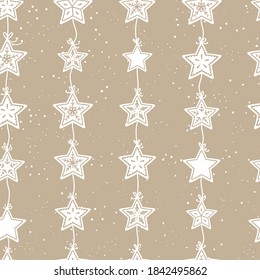 Lovely hand drawn seamless pattern, christmas background with decorated cinnamon stars, great for wrapping paper, textiles, banners, wallpaper - vector design