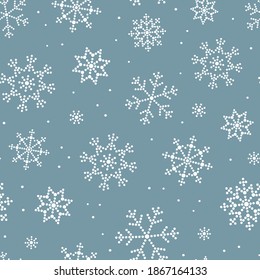 Lovely hand drawn snowflakes seamless pattern, creative dotted stars, great for christmas and winter textiles, banners, wallpaper, wrapping - vector design